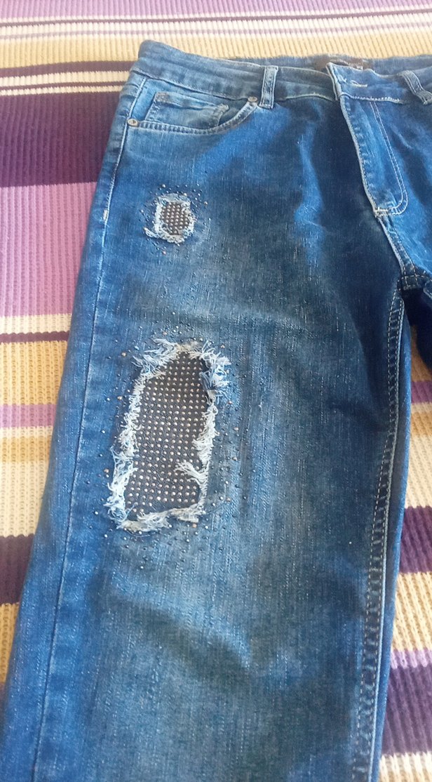 Kadın Mavi Tie-Dye Street Style Kot Pantolon - Görsel 3