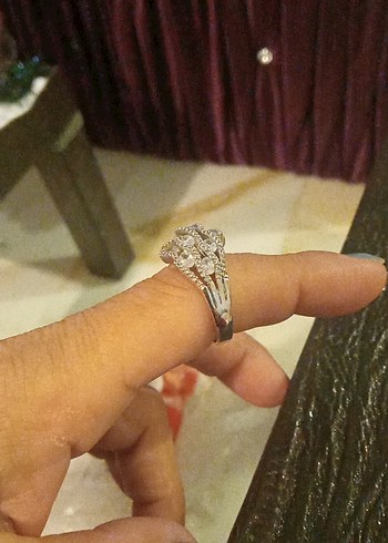 Gri Payetli Vintage Kadın Yüzük,italyadan hediye - Görsel 4