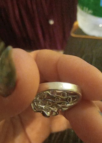 Gri Payetli Vintage Kadın Yüzük,italyadan hediye - Görsel 7