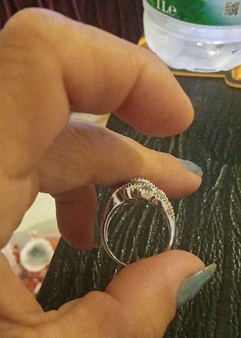 Gri Payetli Vintage Kadın Yüzük,italyadan hediye - Görsel 6