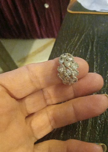 Gri Payetli Vintage Kadın Yüzük,italyadan hediye - Görsel 8