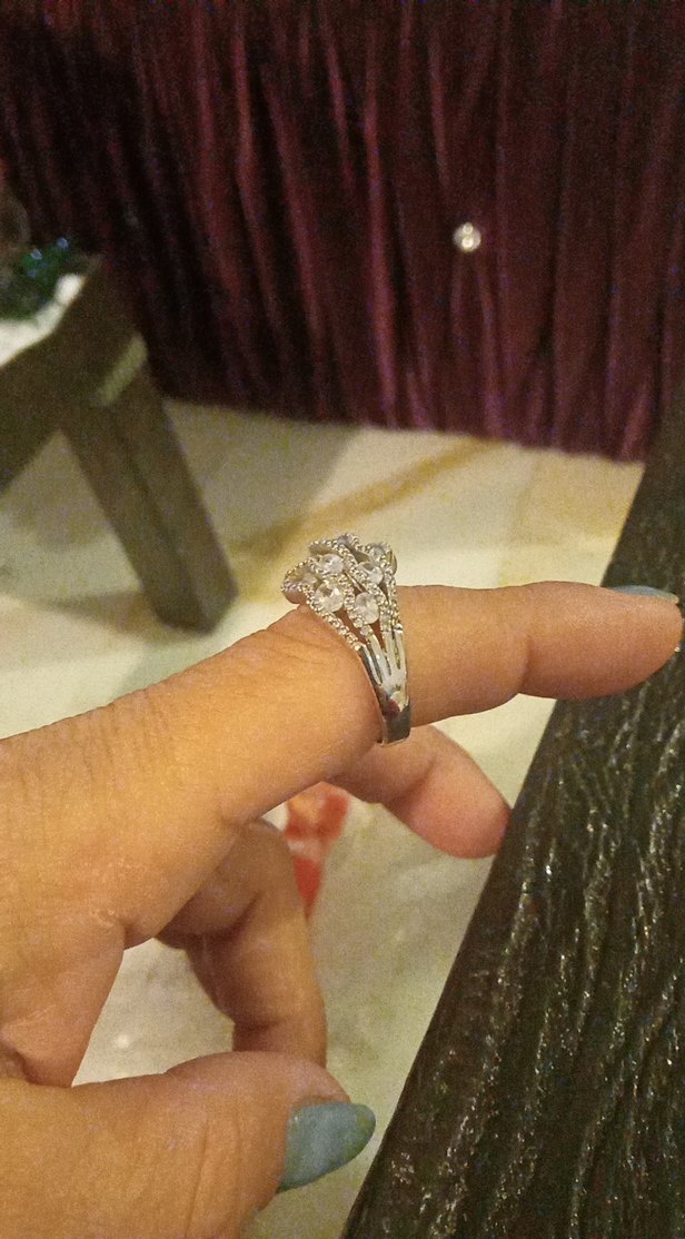 Gri Payetli Vintage Kadın Yüzük,italyadan hediye - Görsel 4