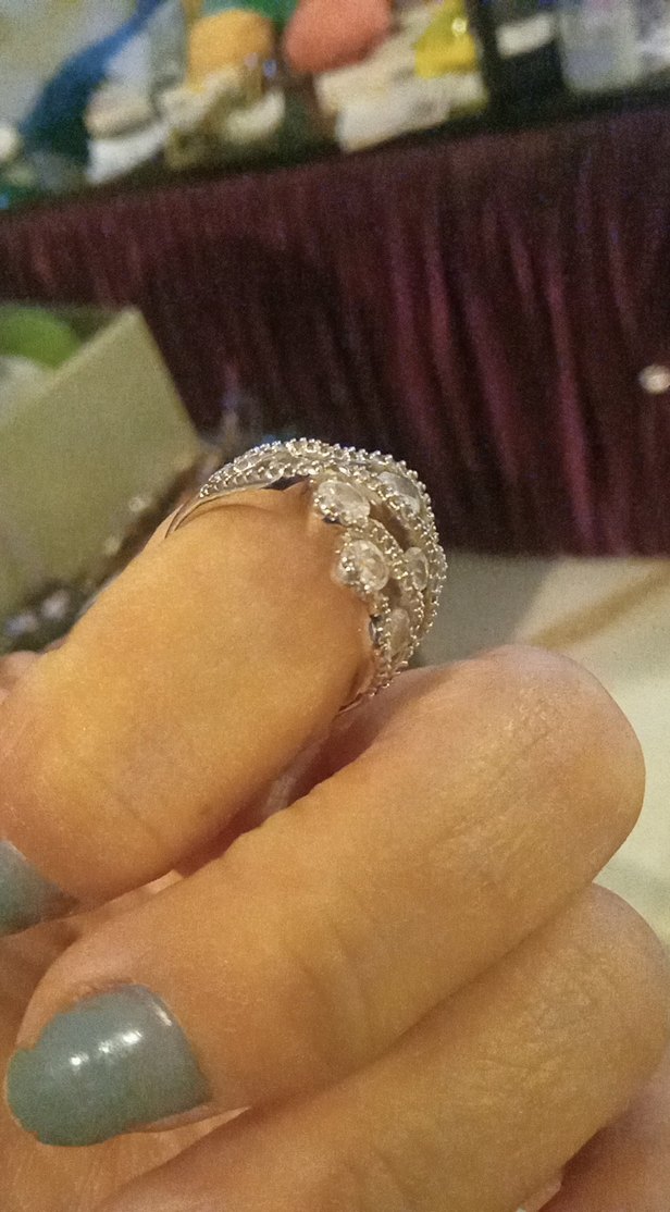 Gri Payetli Vintage Kadın Yüzük,italyadan hediye - Görsel 5