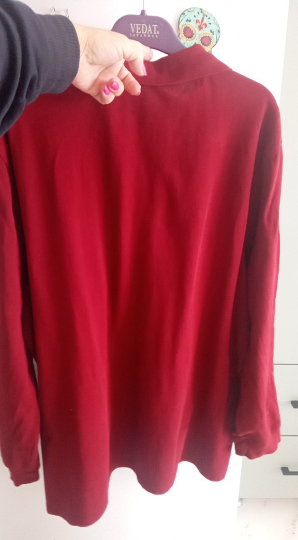 orijinal Pierre Cardin Bordo Erkek Düğmeli Uzun Kollu Sweatshirt - Görsel 4