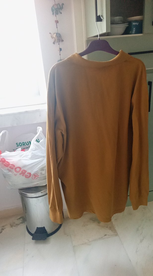 Erkek orjinal Bej Uzun Kollu Polo Tişört - Görsel 5