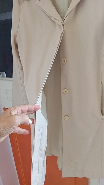 Baharlık ince mont,diz hizasinda,çok şık  - Görsel 3