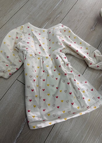 Uzun Kollu Kalpli Pamuklu Kız Elbisesi - Görsel 2