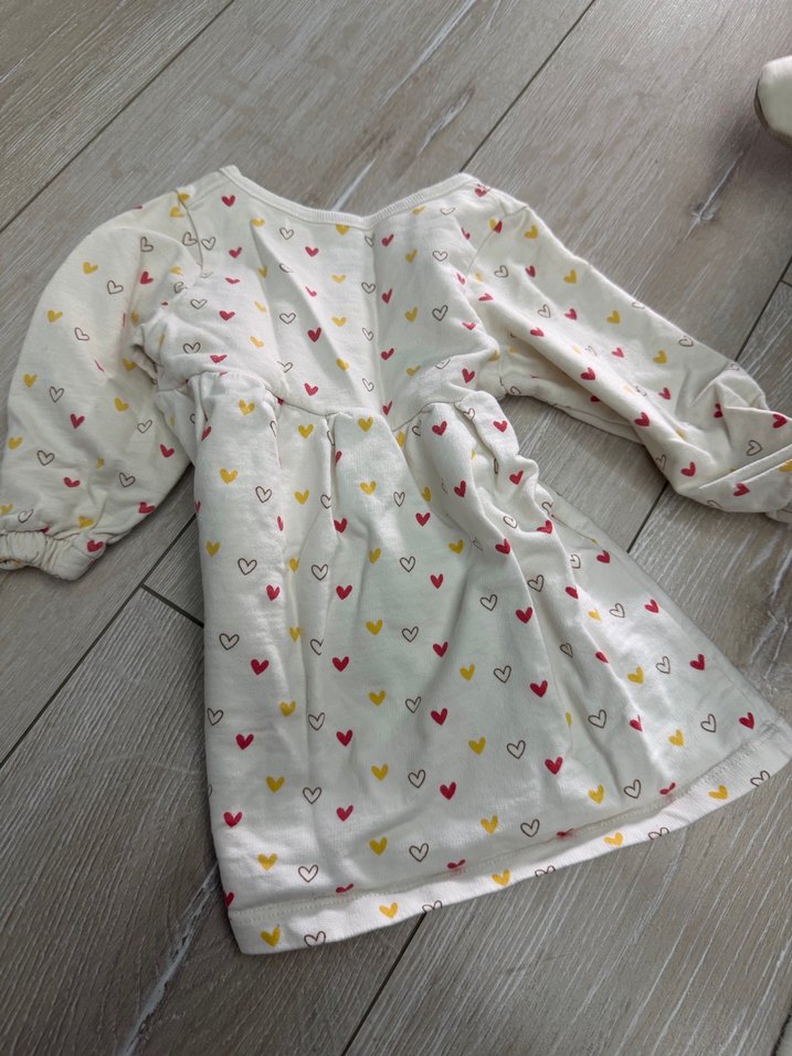 Uzun Kollu Kalpli Pamuklu Kız Elbisesi - Görsel 2