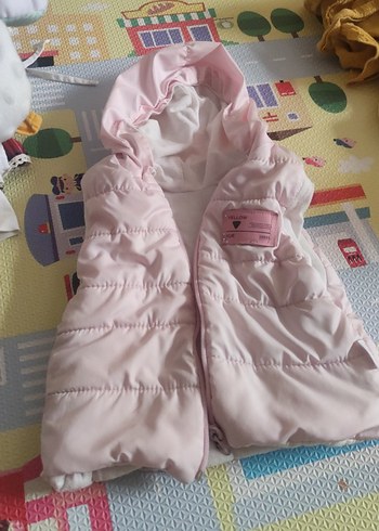 Kız Çocuk Pembe Kapüşonlu Fermuarlı Yelek