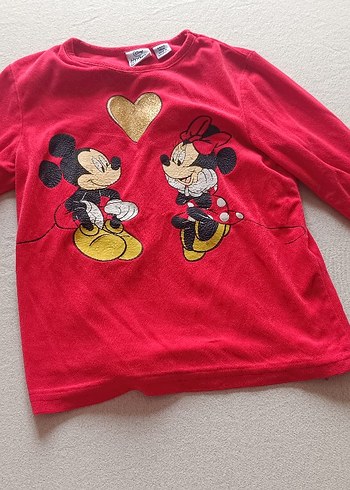 Kız Çocuk Kırmızı Mickey ve Minnie Sweatshirt - Görsel 2