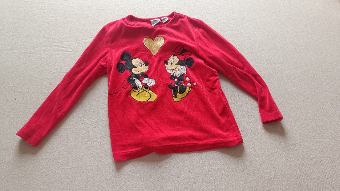 Kız Çocuk Kırmızı Mickey ve Minnie Sweatshirt - Görsel 2