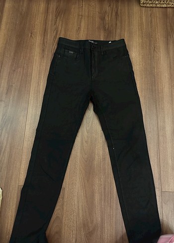 m Beden Deri Siyah Kadın Skinny Pantolon