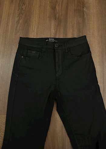 Stradivarius Deri Siyah Kadın Skinny Pantolon