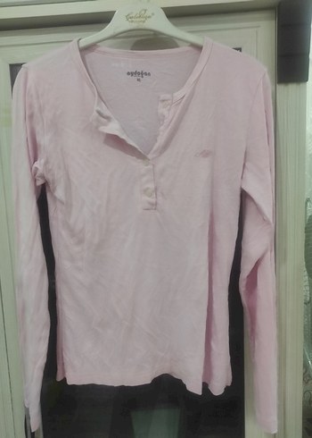 Pembe V Yaka Uzun Kollu Pamuklu Gömlek