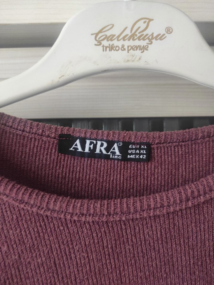 Bordo Uzun Kollu Fırfırlı Triko tunik - Görsel 2