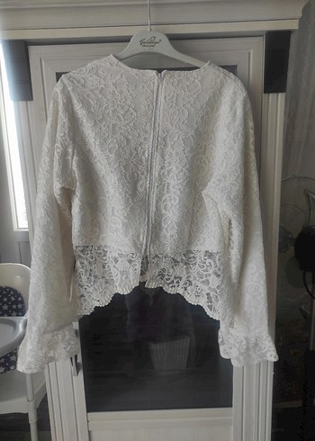 Dantel Detaylı Beyaz Kadın Bluz - Görsel 4