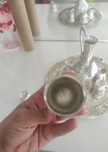 İşlemeli Gümüş Tepsi ve Kahve Seti - Görsel 6