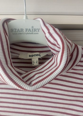 Bordo Çizgili Boğazlı Kadın Triko - Görsel 2