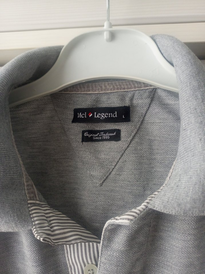 Gri Uzun Kollu Pamuklu Polo Tişört - Görsel 2