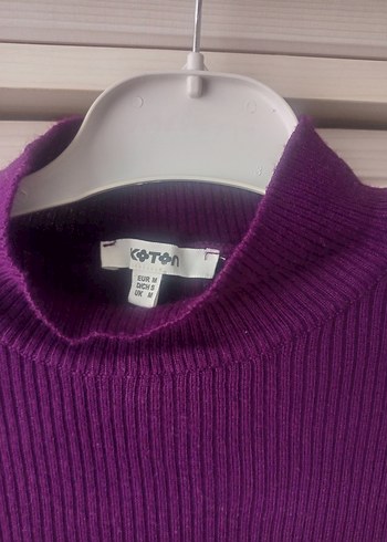 Mor Kısa Kollu Boğazlı Kadın Kazak - Görsel 2