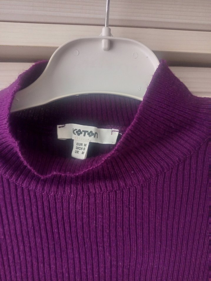 Mor Kısa Kollu Boğazlı Kadın Kazak - Görsel 2