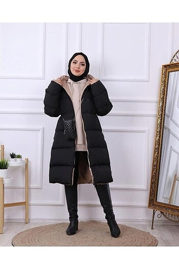 Diğer Kadın Çift Taraflı Uzun Şişme Mont