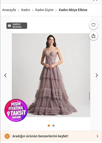 Nakışlı Uzun Abiye Elbise - Görsel 3