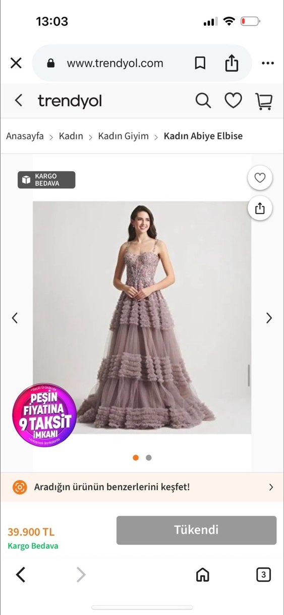 Nakışlı Uzun Abiye Elbise - Görsel 3