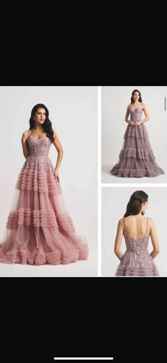 Nakışlı Uzun Abiye Elbise - Görsel 2