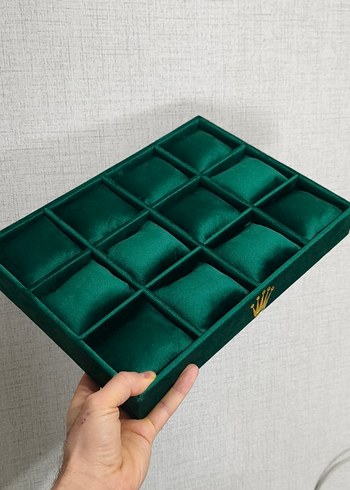Yeşil Kadife rolex Saat ve Takı Organizeri - Görsel 2