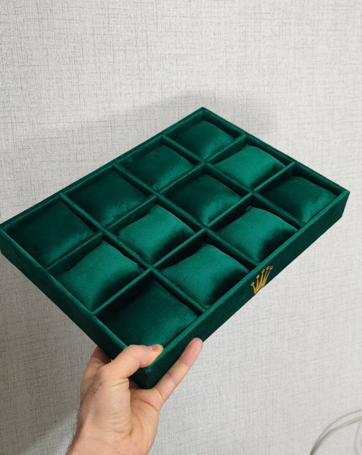 Yeşil Kadife rolex Saat ve Takı Organizeri - Görsel 2