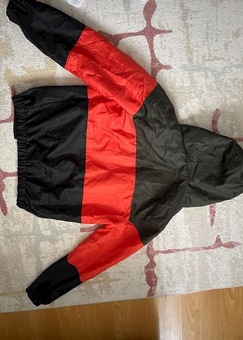 Kırmızı Siyah Fermuarlı Erkek Yağmurluk - Görsel 2