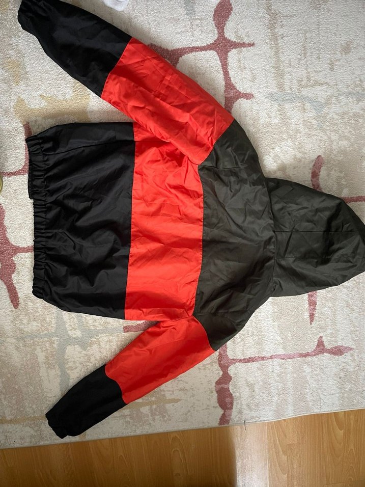 Kırmızı Siyah Fermuarlı Erkek Yağmurluk - Görsel 2