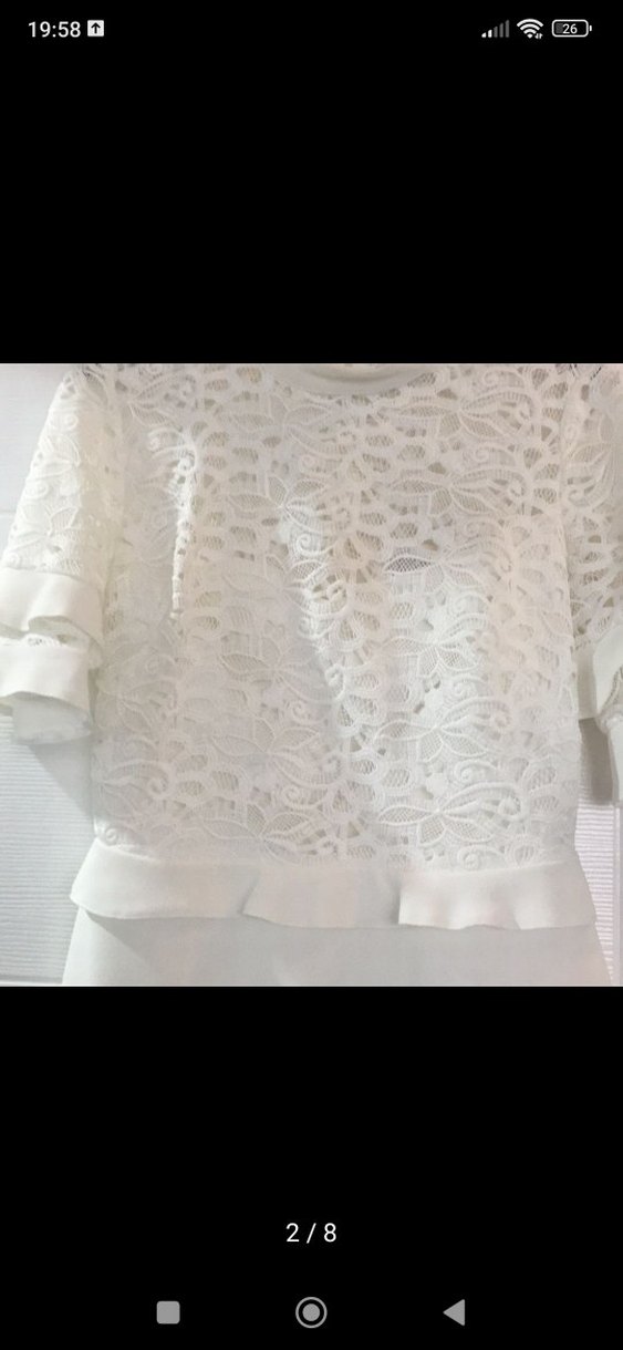 Dantel Detaylı Beyaz Mini Elbise - Görsel 2