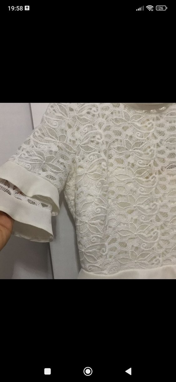 Dantel Detaylı Beyaz Mini Elbise - Görsel 4