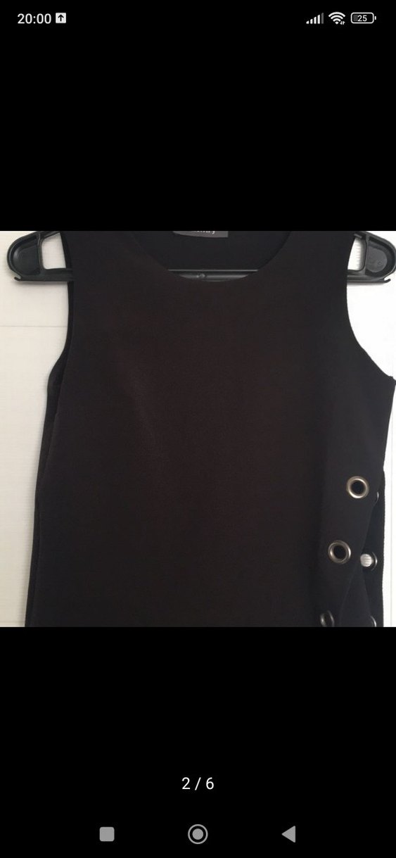 Siyah  Kolsuz Mini Elbise - Görsel 2