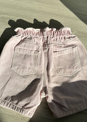 Pembe Keten Kız Çocuk Şort Fırfırlı - Görsel 2