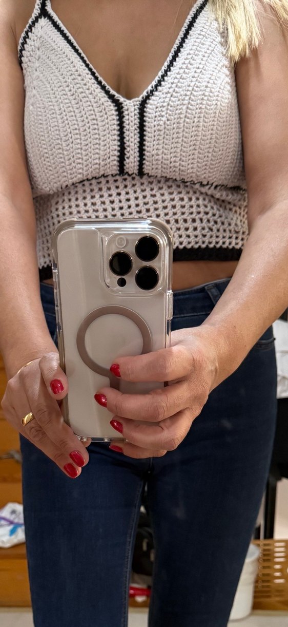 V Yaka Örgü ,Açık bej Mini Kadın Bluz - Görsel 3