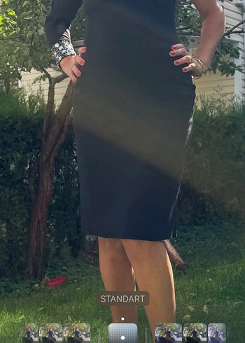 Siyah ,Taşlı  Tek Kollu Kalem Elbise - Görsel 4