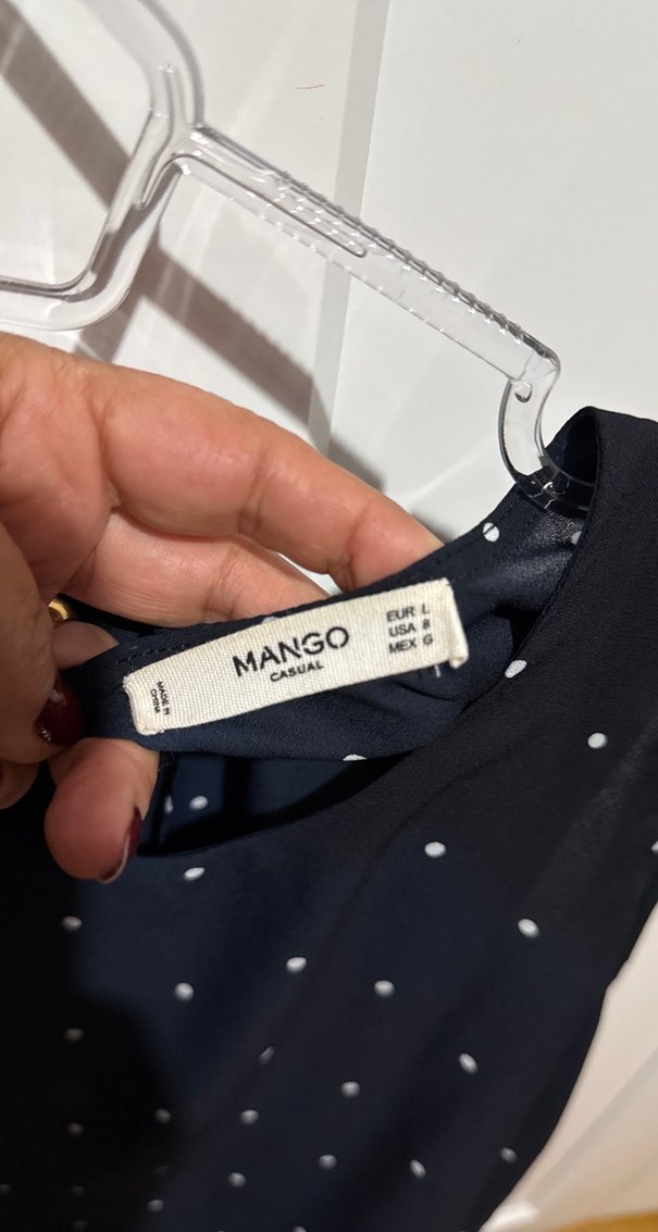 Puantiye Desenli Kolsuz lacivert Pileli Elbise - Görsel 2