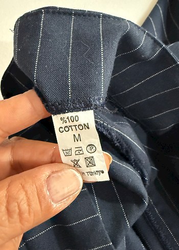 Koton Çizgili Lacivert Denim Kadın Yelek ve Pantolon Takım - Görsel 7