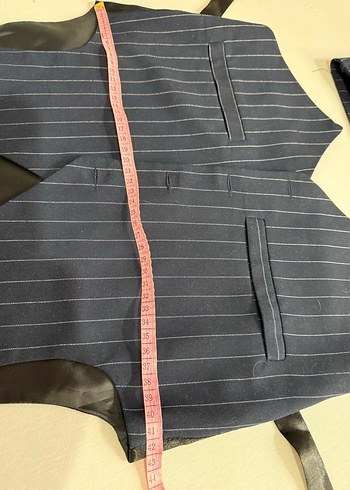 Koton Çizgili Lacivert Denim Kadın Yelek ve Pantolon Takım - Görsel 4