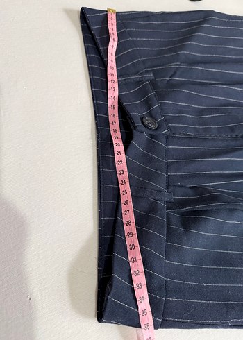 Koton Çizgili Lacivert Denim Kadın Yelek ve Pantolon Takım - Görsel 5