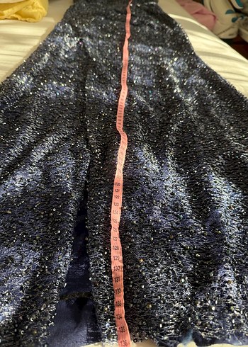 Lacivert Drapeli Straplez Uzun Abiye Elbise - Görsel 9