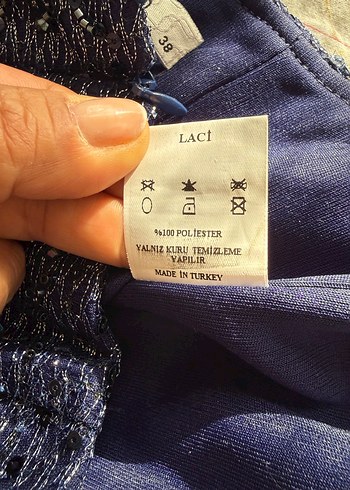 Lacivert Drapeli Straplez Uzun Abiye Elbise - Görsel 6