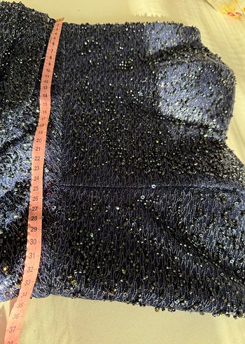 Lacivert Drapeli Straplez Uzun Abiye Elbise - Görsel 8