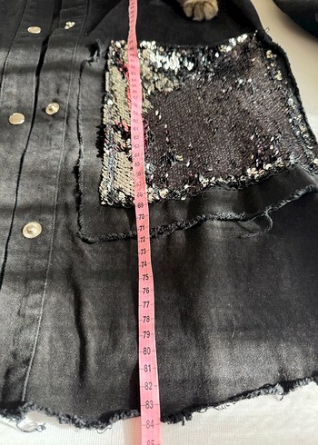Siyah  Payetli Uzun gömlek - Görsel 8