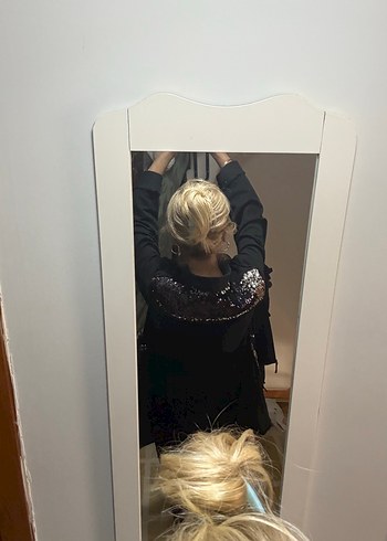 Siyah  Payetli Uzun gömlek - Görsel 2