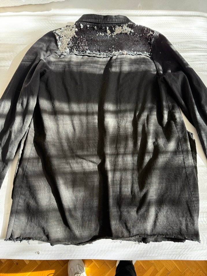 Siyah  Payetli Uzun gömlek - Görsel 4
