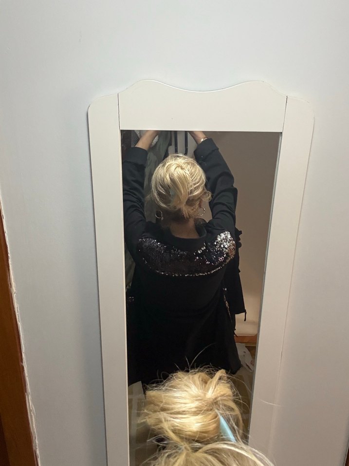 Siyah  Payetli Uzun gömlek - Görsel 2